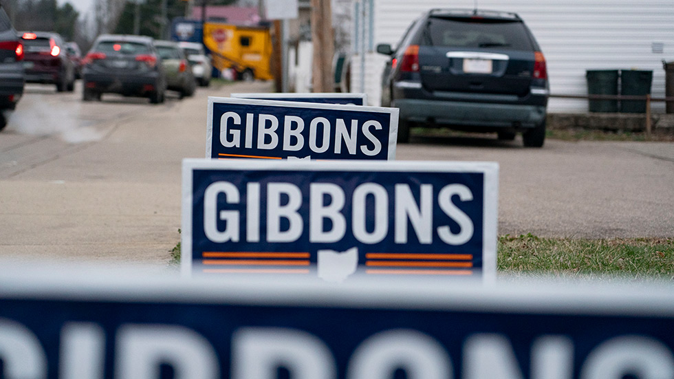 Signs proclaim support of Ohio senatorial candidate Mike Gibbons