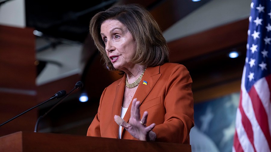 Speaker Nancy Pelosi (D-Calif.) delivers her weekly press briefing on Capitol Hill in Washington, D.C., on Wednesday, March 9, 2022.