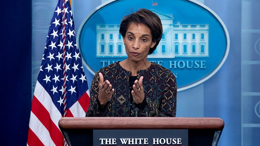 Chair of the White House Council of Economic Advisers Cecilia Rouse, speaks to the press about the February jobs report that showed 678,000 jobs added to the economy at the White House in Washington, D.C., on Friday, March 4, 2022.