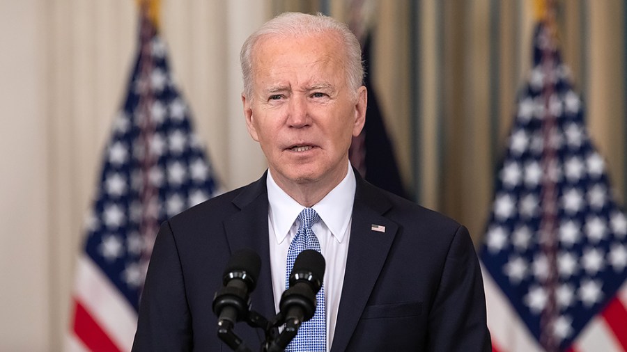 President Joe Biden speaks on the March jobs report at the White House in Washington, D.C., on Friday, April 1, 2022.