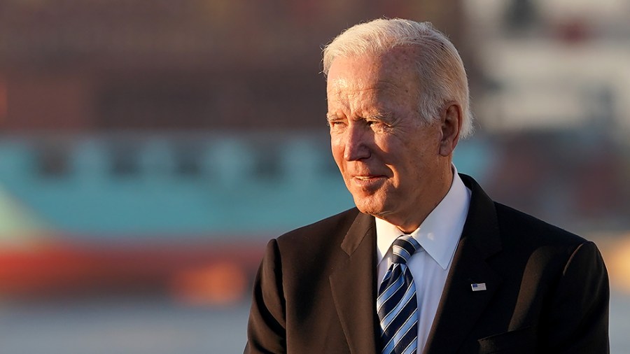 President Biden is seen prior to making remarks regarding the the bipartisan infrastructure deal during an event at the Port of Baltimore’s Dundalk-Marine Terminal in Baltimore Md., on Wednesday, November 10, 2021.