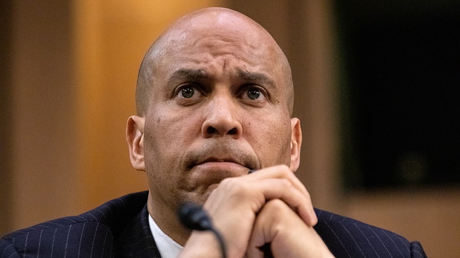 Sen. Corey Booker (D-N.J.) listens to questioning on the second day of the Senate Judiciary Committee confirmation hearing for Supreme Court Nominee Ketanji Brown Jackson on Tuesday, March 22, 2022.