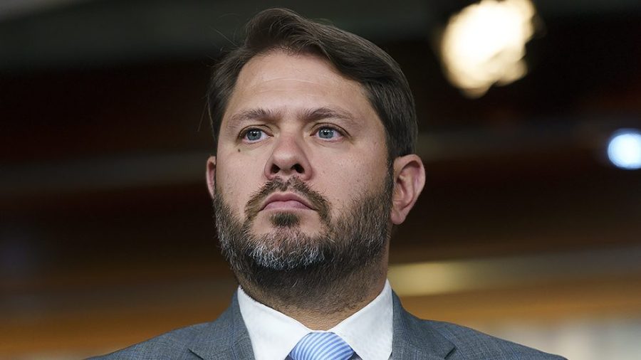 Rep. Ruben Gallego (D-Ariz.) is seen during a press conference on Thursday, May 19, 2022 to discuss the Puerto Rico Status Act.