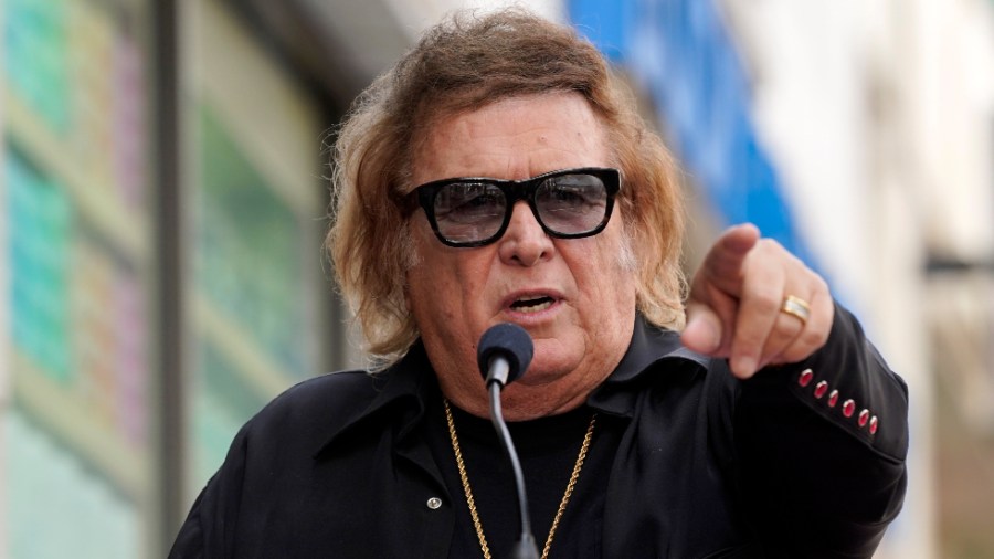 Singer Don McLean addresses the crowd during a ceremony to award him a star on the Hollywood Walk of Fame in 2021.