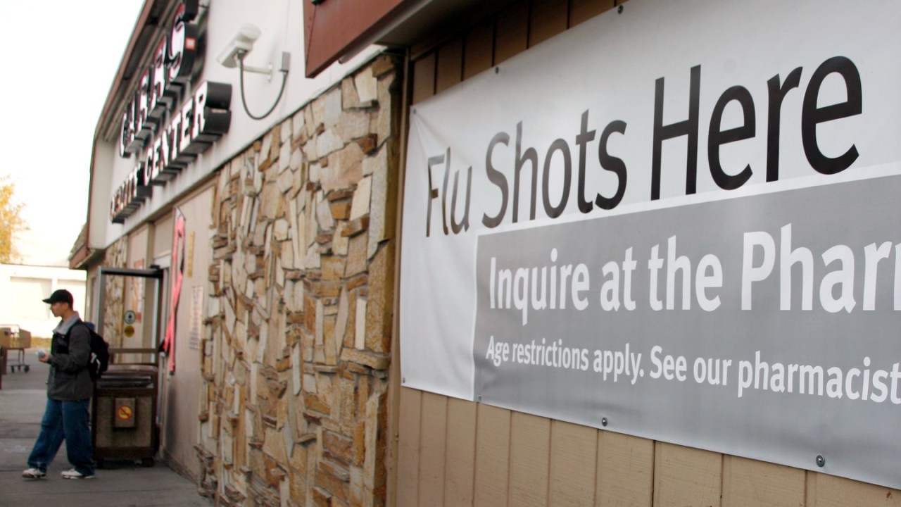 Advertisement for flu vaccines.