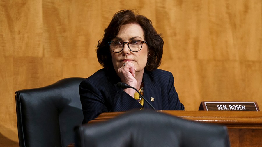 Sen. Jacky Rosen (D-Nev.) is seen during a Senate Homeland Security and Governmental Affairs Committee hearing to discuss the President’s FY 2023 budget for Homeland Security on Wednesday, May 4, 2022.