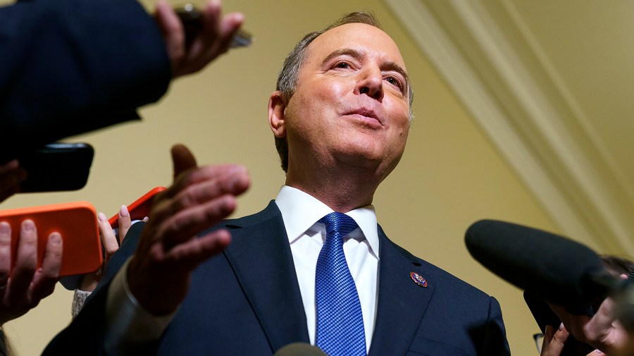 Rep. Adam Schiff (D-Calif.) speaks to reporters after a House Jan. 6 committee hearing on Tuesday, June 21, 2022.