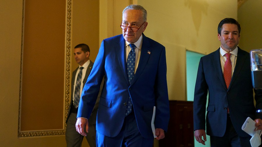 Majority Leader Charles Schumer (D-N.Y.) arrives for the weekly Senate Democratic policy luncheon on Wednesday, June 22, 2022.