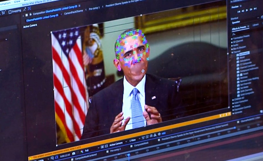 Facial mapping technology used on a deep fake.