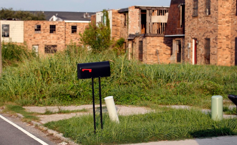 The aftermath of Hurricane Katrina is seen in 2010.