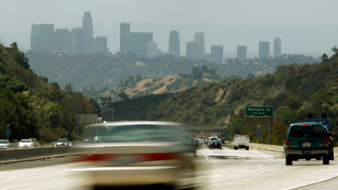 A car drives near Los Angeles.