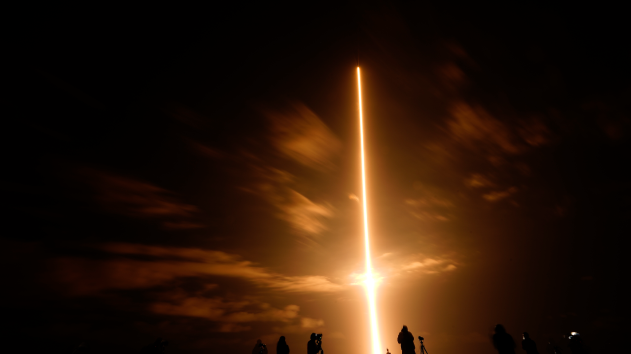 A SpaceX rocket takes flight on April 23, 2021.