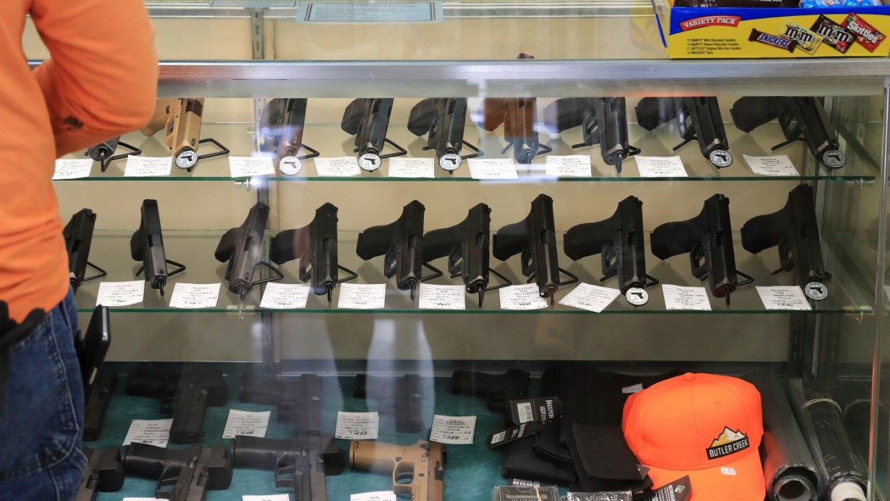 Guns on display at a shop