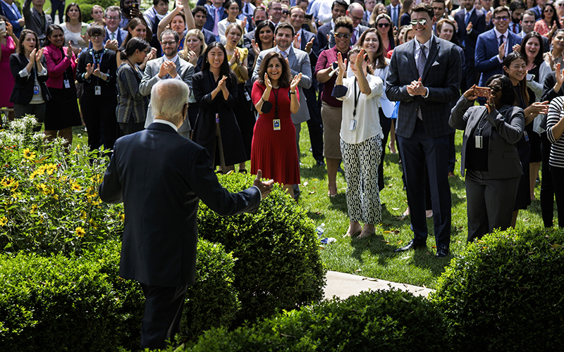 President Biden arrives to deliver remarks