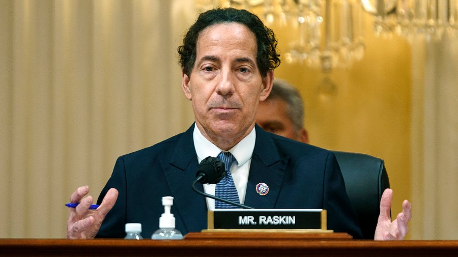 Rep. Jamie Raskin (D-Md.) gives a closing statement during a House Jan. 6 committee hearing on Tuesday, July 12, 2022 focusing on the ties between former President Trump and far-right extremist groups.