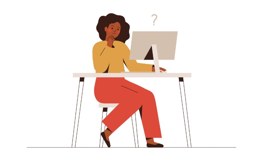 illustration of person sitting at desk thinking