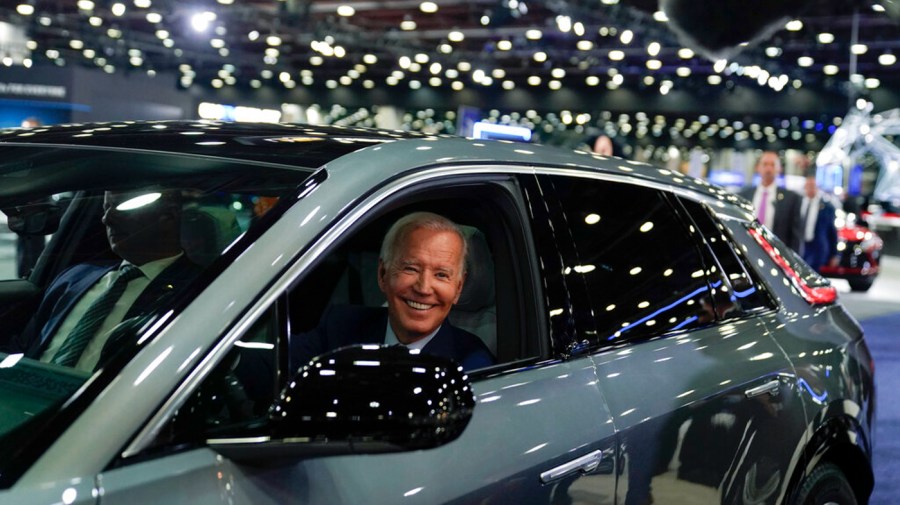 Joe Biden in a car