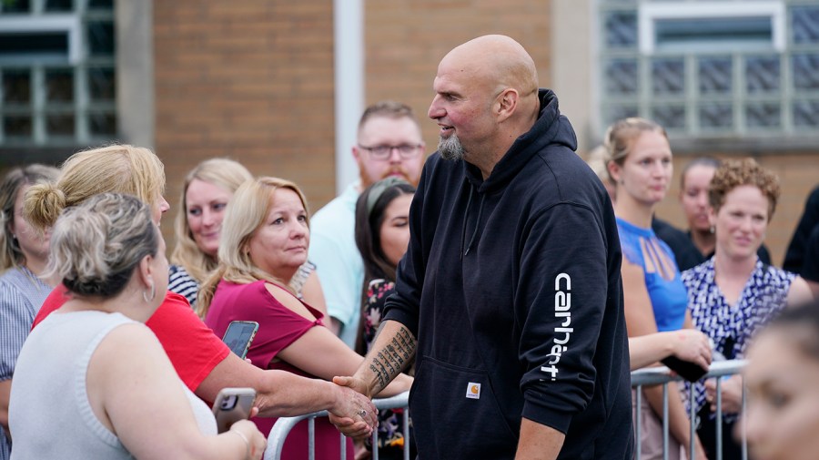 Pennsylvania Lt. Gov. John Fetterman greets attendees