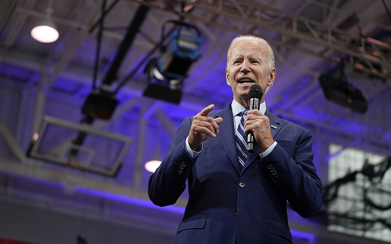 President Biden speaks to a crowd