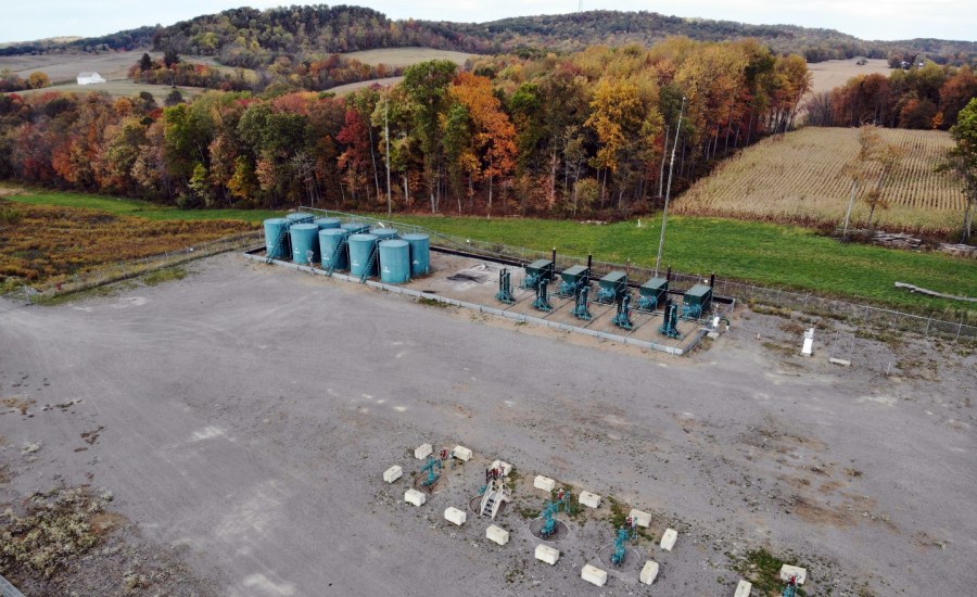 A natural gas fracking well pad in Valencia, Pennsylvania.