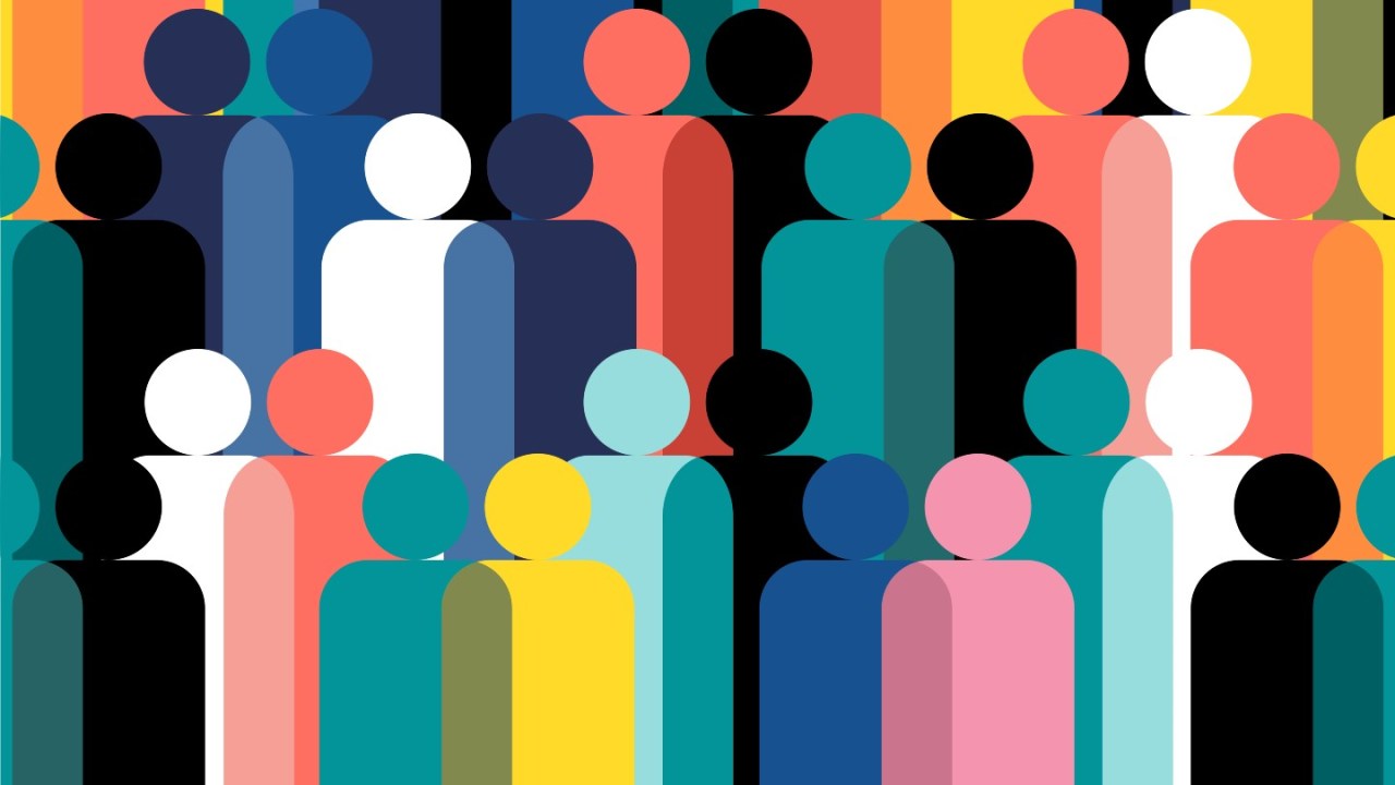 Colorful graphic of people.