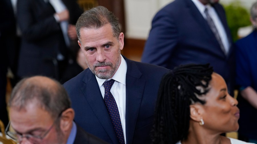 Hunter Biden leaves after President Biden awarded the Presidential Medal of Freedom to 17 people during a ceremony in the East Room of the White House