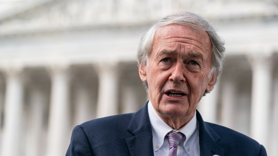 File - Sen. Ed Markey, D-Mass., speaks about climate change during a news conference on Capitol Hill, Oct. 7, 2021, in Washington.