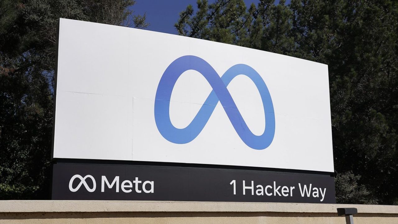 Facebook's Meta logo sign is seen at the company headquarters in Menlo Park, Calif.