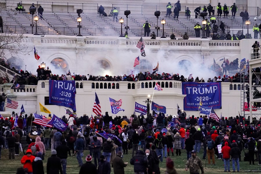 Insurrectionists loyal to then-President Trump, storm the Capitol, Wednesday, Jan. 6, 2021