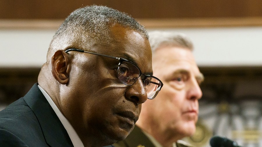 Secretary of Defense Lloyd Austin and Joint Chiefs of Staff Chairman Marine General Mark Milley