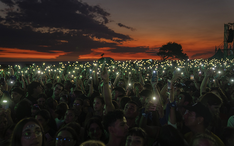 Fans attend the "Here we are" festival to celebrate women's month in Montevideo, Uruguay