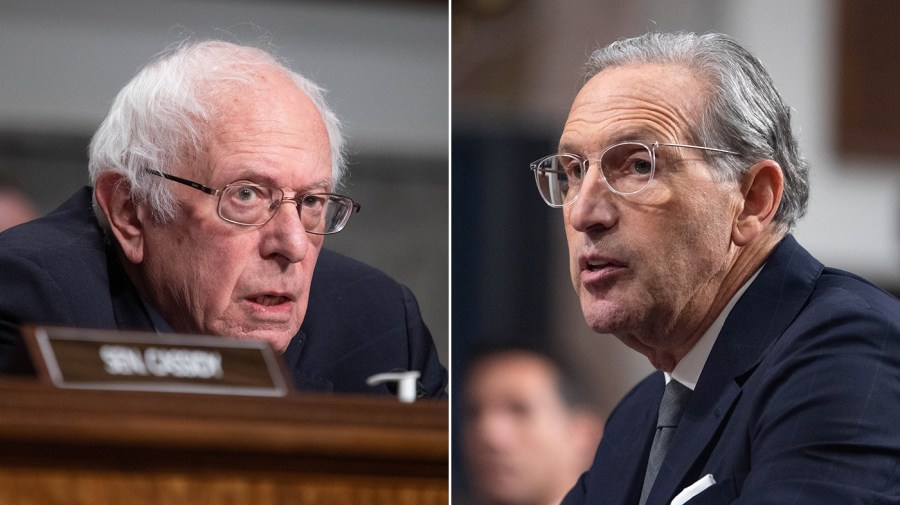 Senate Health, Education, Labor and Pensions Committee Chairman Bernie Sanders (I-Vt.) and Starbucks CEO Howard Schultz