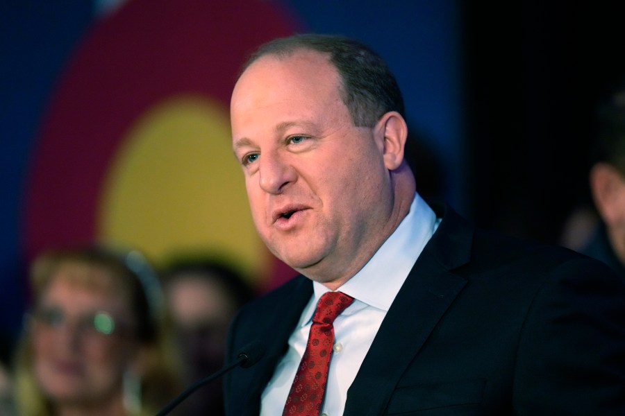 FILE - Colorado Gov. Jared Polis speaks on Nov. 8, 2022, in downtown Denver. (AP Photo/David Zalubowski, File)