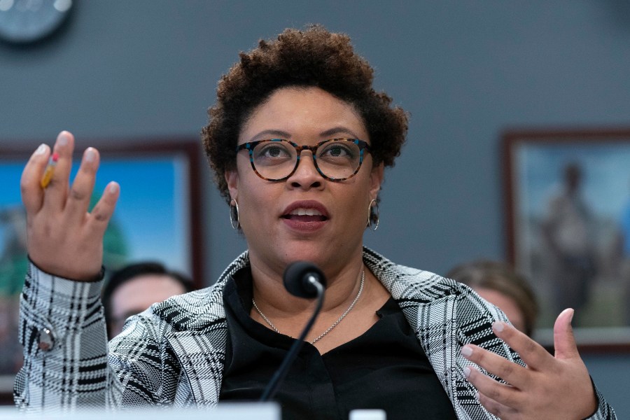 Office of Management and Budget Director Shalanda Young testifies before the House Appropriations Committee on Budget and Oversight hearing to examine proposed budget estimates and justification for the 2024 fiscal year on Capitol Hill Thursday, March 23, 2023, in Washington. (AP Photo/Jose Luis Magana)