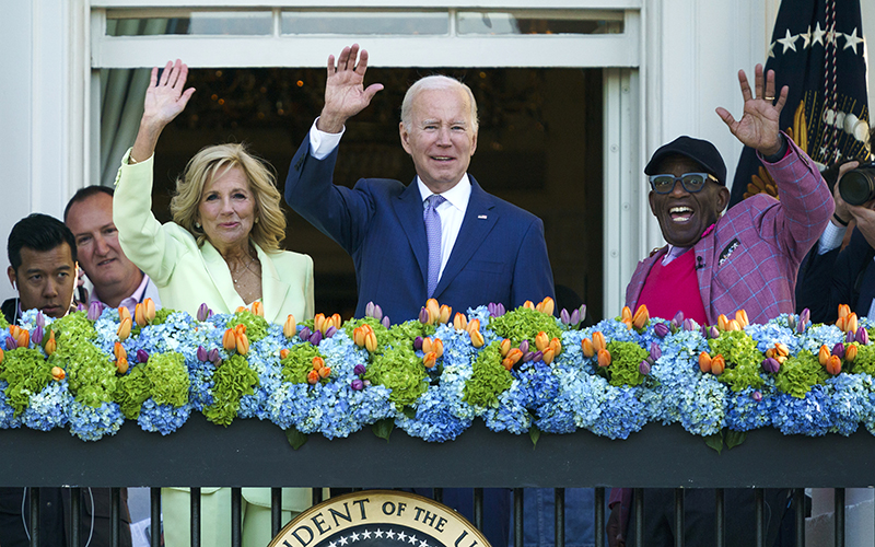 First lady Jill Biden, President Biden and Al Roker wave