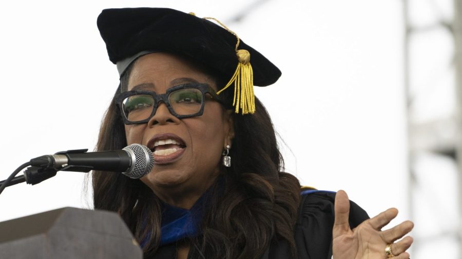 Oprah Winfrey delivers the commencement address during the Tennessee State University graduation ceremony on Saturday, May 6, 2023, in Nashville, Tenn. (AP Photo/George Walker IV)