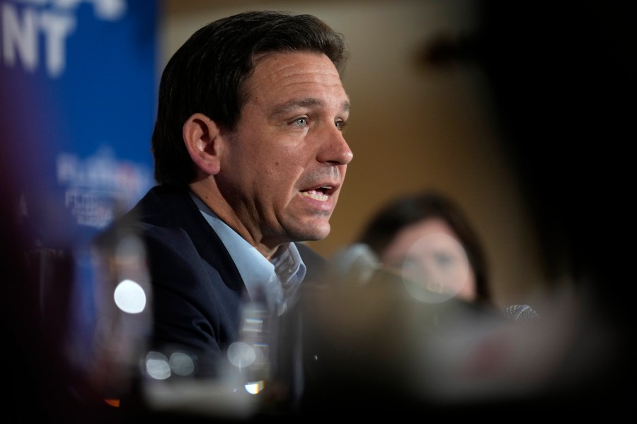 Florida Gov. Ron DeSantis speaks at a political roundtable, Friday, May 19, 2023, in Bedford, N.H. (AP Photo/Robert F. Bukaty)