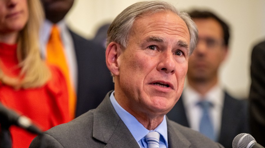 Texas Governor Greg Abbott speaks during a news conference.