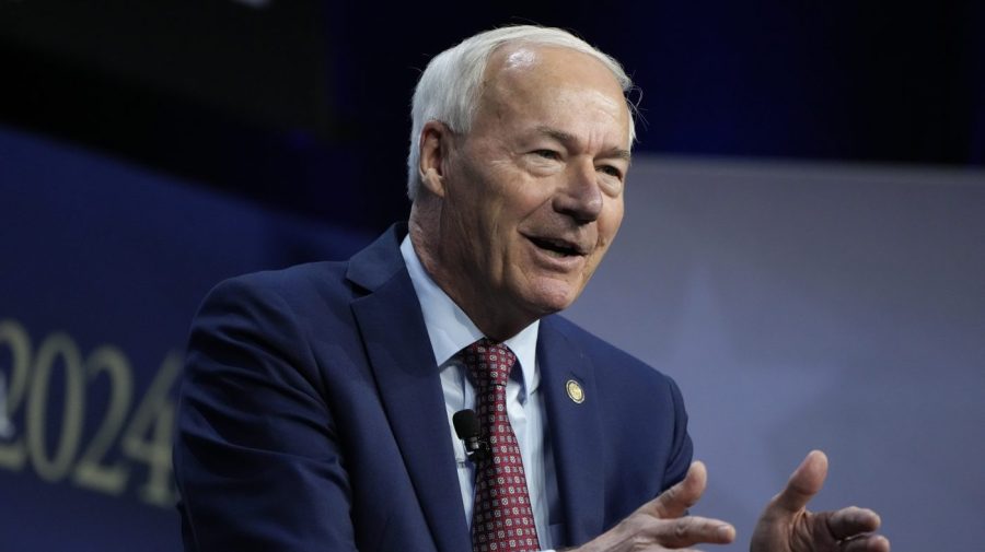 Republican presidential candidate former Arkansas Gov. Asa Hutchinson speaks during the Family Leadership Summit, Friday, July 14, 2023, in Des Moines, Iowa. (AP Photo/Charlie Neibergall)