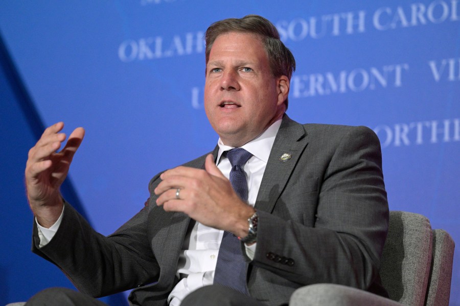 FILE - New Hampshire Gov. Chris Sununu takes part in a panel discussion during a Republican Governors Association conference, Nov. 15, 2022, in Orlando, Fla. Sununu, who considered but decided against runs for president and the U.S. Senate, said Wednesday, July 19, 2023, that he will not seek reelection in 2024. (AP Photo/Phelan M. Ebenhack, File)