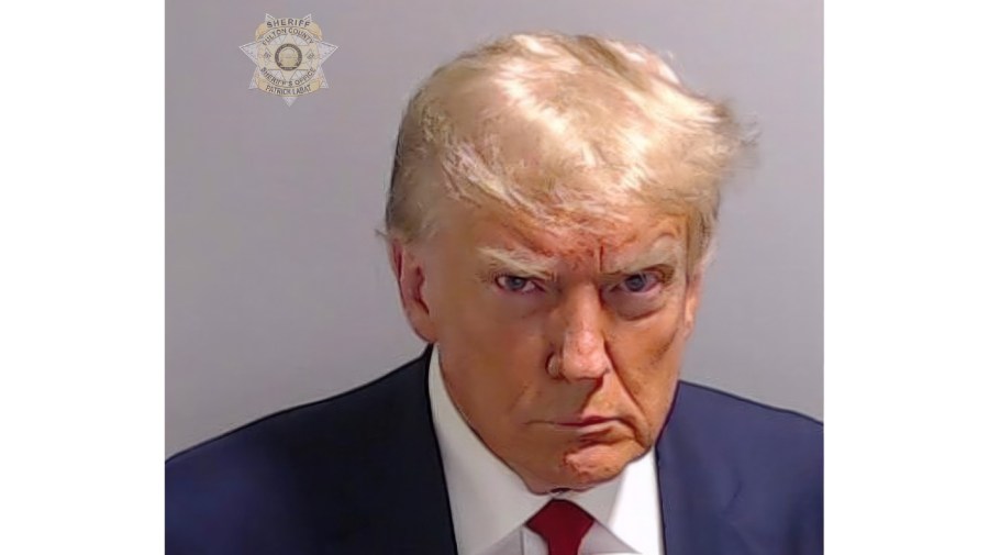 This booking photo provided by Fulton County Sheriff's Office, shows former President Donald Trump on Thursday, Aug. 24, 2023, after he surrendered and was booked at the Fulton County Jail in Atlanta.