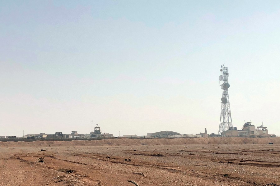 FILE - The al-Tanf military outpost in southern Syria is seen on Oct. 22, 2018. Two U.S. officials told The Associated Press that the al-Tanf garrison, where U.S. troops have maintained a presence to train forces as part of a broad campaign against the Islamic State group, was attacked by drones on Thursday, Oct. 19, 2023. One official said one drone was shot down, but another caused minor injuries. The officials spoke on condition of anonymity to discuss the matter before an official announcement about the incident. (AP Photo/Lolita Baldor, File)