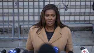 New York Attorney General Letitia James addresses the media outside New York Supreme Court, Wednesday, Nov. 8, 2023, in New York, following proceedings in a civil fraud trial against former President Donald Trump. (AP Photo/Yuki Iwamura)