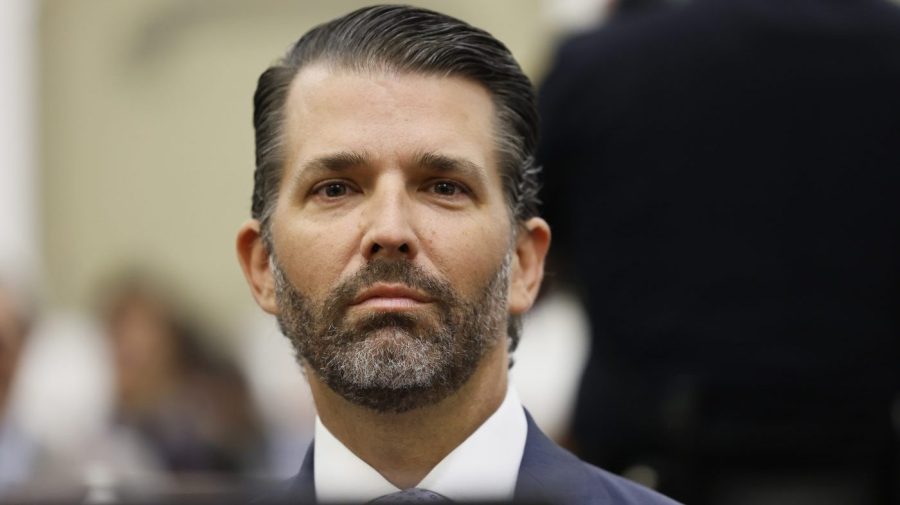 Donald Trump, Jr. sits in the courtroom before the continuation of his civil business fraud trial at New York Supreme Court, Monday, Nov. 13, 2023, in New York. (Michael M. Santiago//Pool Photo via AP)