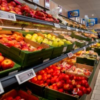 FILE - Fruits are pictured in a discounter in Frankfurt, Germany, Thursday, Sept. 28, 2023. Europeans again saw some relief as inflation dropped to 2.4% in November, the lowest in more than two years, as plummeting energy costs have eased a cost-of-living crisis but higher interest rates squeeze the economy's ability to grow.(AP Photo/Michael Probst, File)