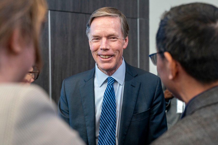 Nick Burns, U.S. Ambassador to China, answers questions from attendees of his speech at the Brookings Institution, where he spoke about U.S.-China relations, Friday, Dec. 15, 2023, in Washington. (AP Photo/Jacquelyn Martin)