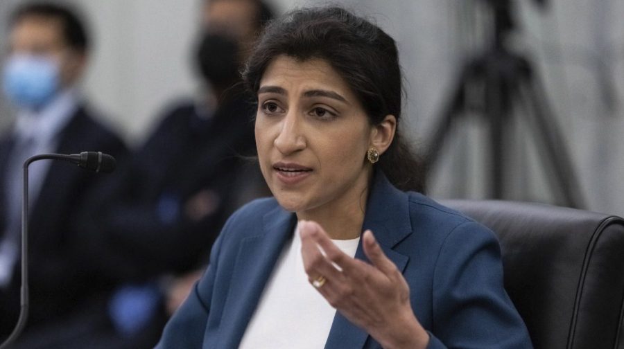 File - Lina Khan, then a nominee for Commissioner of the Federal Trade Commission (FTC), speaks during a hearing, April 21, 2021 in Washington. The FTC, now chaired by Khan, is proposing sweeping changes to a decades-old law that regulates how online companies can track and advertise to children. (Graeme Jennings/Pool via AP, File)