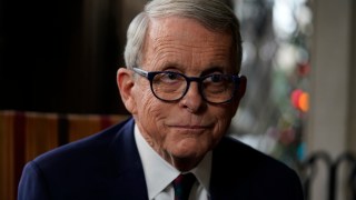 FILE - Ohio Gov. Mike DeWine pauses as he speaks during an interview with the Associated Press at The Ohio Governor's Residence in Columbus, Ohio, Thursday, Dec. 21, 2023. DeWine vetoed a measure Friday, Dec. 29, that would have banned gender-affirming care for minors and transgender athletes’ participation in girls and women’s sports, in a break from members of his party who championed the legislation.(AP Photo/Carolyn Kaster, File)