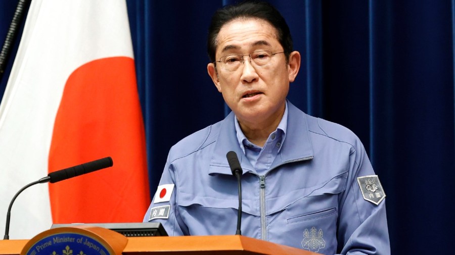 File - Japan's Prime Minister Fumio Kishida speaks during a news conference at his official office Thursday, Jan. 4, 2024, in Tokyo, Japan.