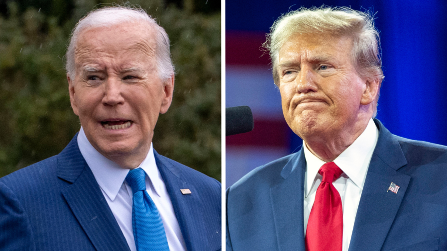 President Biden and former President Trump appear side-by-side in this composite image.